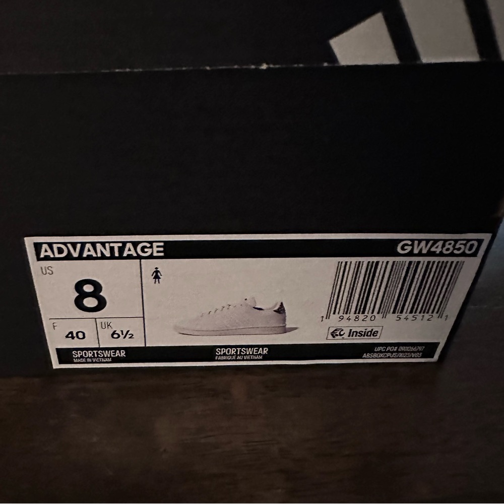 Adidas NWT Advantage shoes white & leopard print women’s 8 - Picture 8 of 8